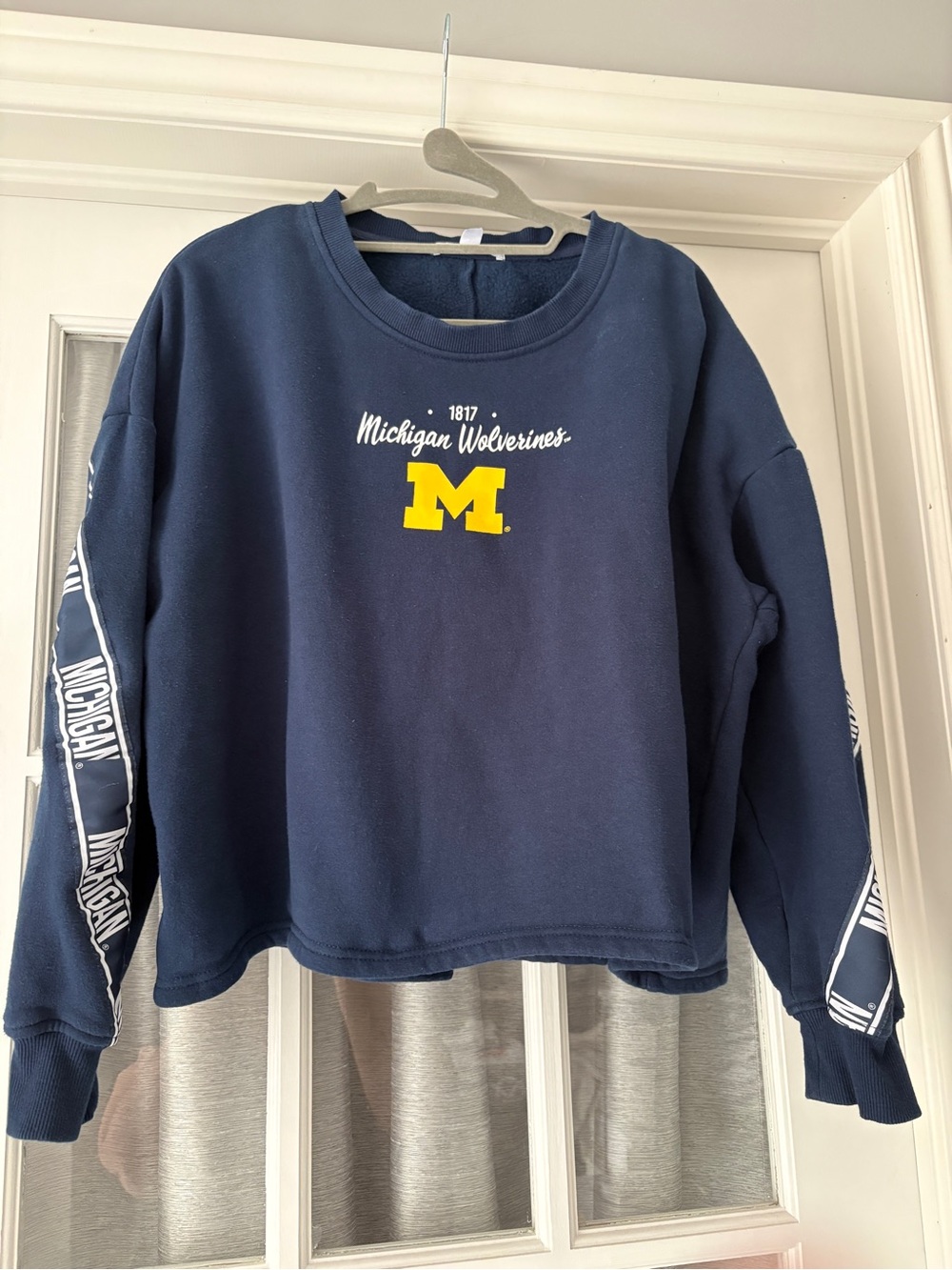 Michigan Wolverines Navy Crewneck Sweatshirt with Yellow M